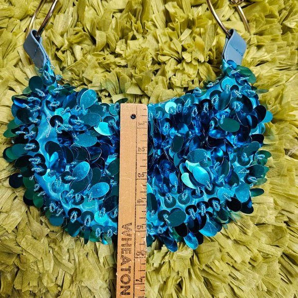 Funky Shoulder Sequin Bag Turquoise/Blue Color - Picture 7 of 8